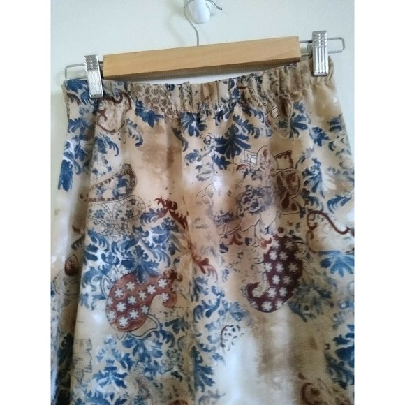 David N A-line 100% Rayon Size small skirt in beige brown and blue - Picture 4 of 5